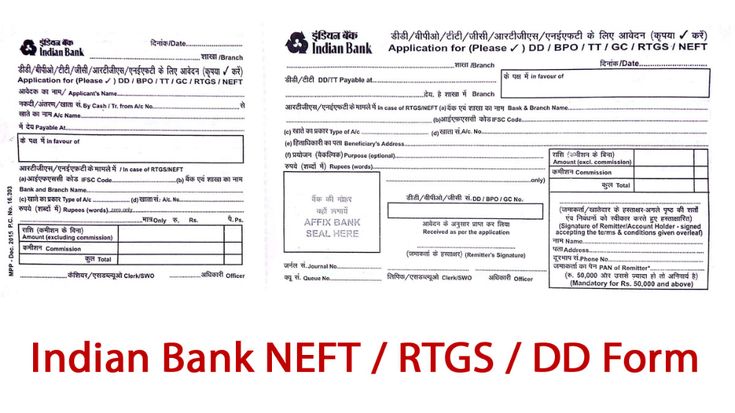 PDF Indian Bank RTGS NEFT DD Form PDF Download 2024 Bank Form PDF